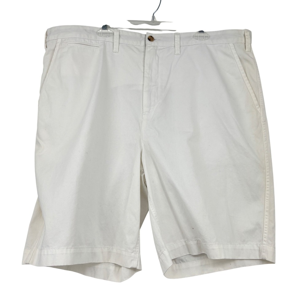 Polo Ralph Lauren Shorts Relaxed Fit Chino Mens 42 White Cotton 10 Inch FLAW